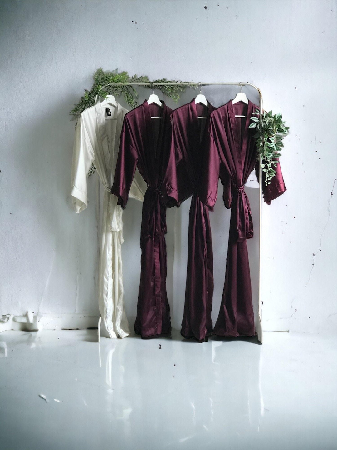 Burgundy Wine Silky Satin Bridesmaid Robes: Custom Bridal Party Gifts ...