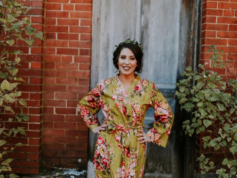 Bridesmaids Robe Pale Sap Green Sage Dressing Gown Light Etsy