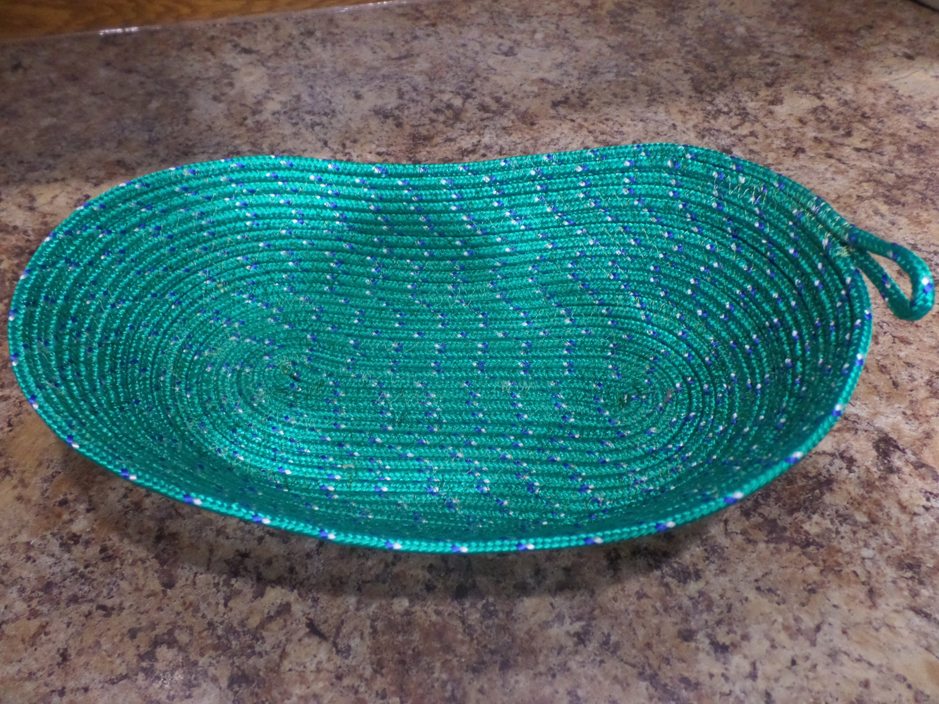Green Variegated Oblong Rope Bowl / Basket 11 de largo Etsy