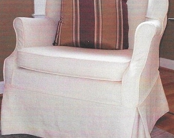 EXAMPLE of a straight cushion, straight arm, skirted wing chair