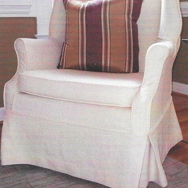 EXAMPLE of a straight cushion, straight arm, skirted wing chair