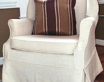 EXAMPLE of a straight cushion, straight arm, skirted wing chair