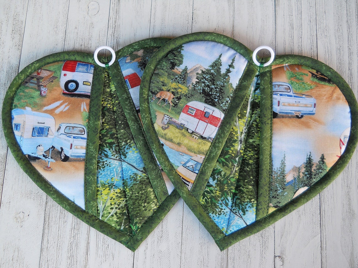 Camping Pot Holders Trivets Set of 2 Retro Midcentury Etsy