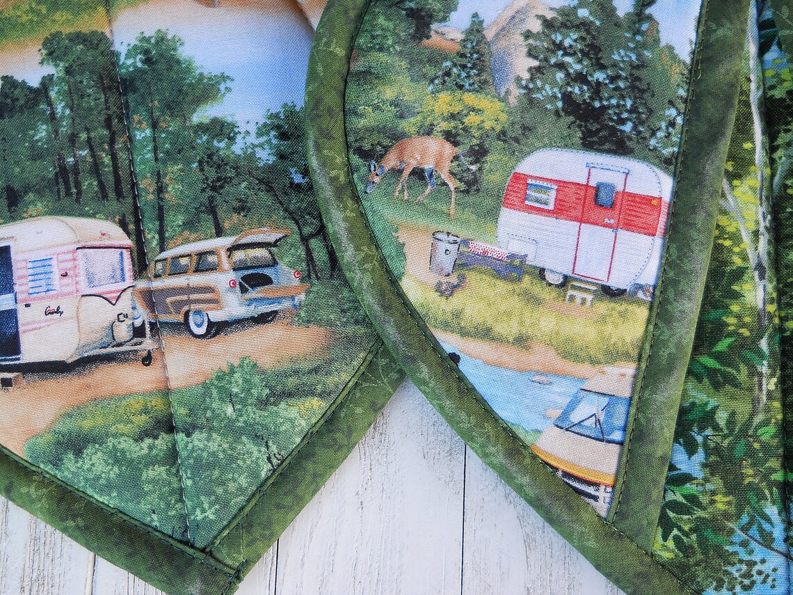 Camping Pot Holders Trivets Set of 2 Retro Midcentury Etsy