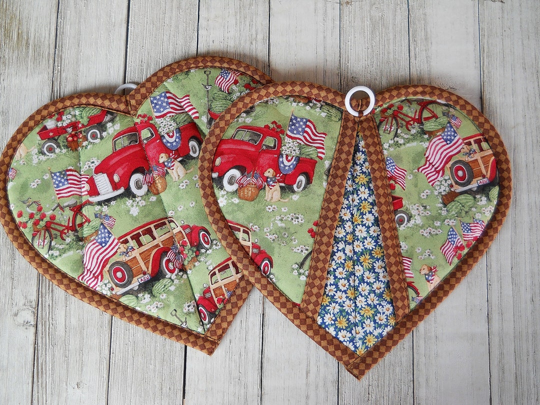 Country Bard With Red Truck Towel & Potholder Set