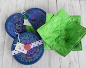 Quilted Potholders Trivets, Set of 2: Teacher Gift, Autism Awareness,  Handmade Heart Pot Holders, Oven Mitts, Puzzle Hot Pads 