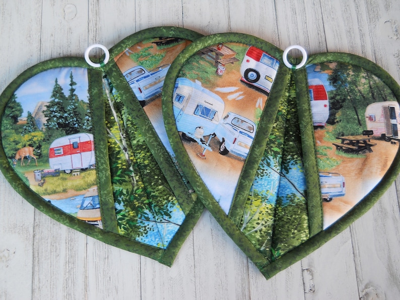 Camping Pot Holders Trivets Set of 2 Retro Midcentury Etsy