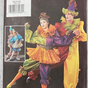 Butterick Clown Costume Sewing Pattern: Adult XS-M, Uncut
