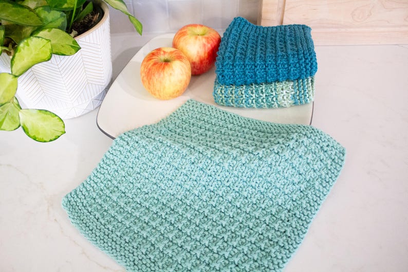 Easy Dishcloth Knitting Pattern Reversible Knit Dishcloth Pattern Knitted Washcloth Pattern Quick Knit Pattern for Beginners