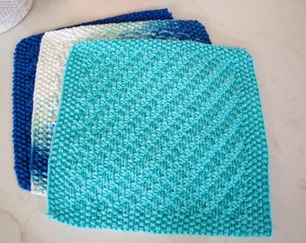 Easy Diagonal Dishcloth Knitting Pattern Reversible Washcloth Beginner Knit Pattern Dishcloth Pattern Quick Knit Pattern for Beginners