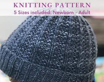 DK Hat Knitting Pattern DK Pattern Knitted DK Hat Pattern Knit Beanie Pattern dk Yarn Knitting Pattern Knit Hat Pattern for Toddler
