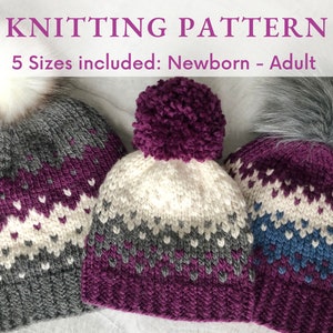 Snel gebreid Fair Isle-mutspatroon Hoedmuts gebreid patroon Fair-Isle-patroon Omvangrijk mutspatroon Omvangrijk kleurenwerk Toque-breipatroon