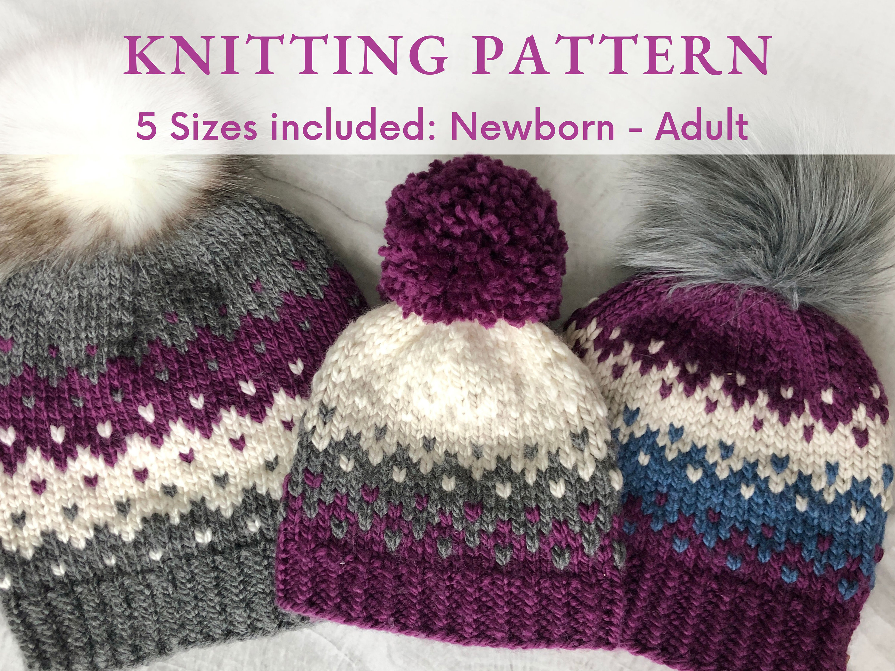 Quick Knit Fair Isle Hat Pattern Hat Beanie Knitted Pattern Fair-Isle Pattern Bulky Knit Hat Pattern Bulky Colorwork Toque Knitting Pattern