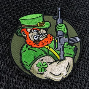 Angry Leprechaun Gestickter Irischer Militärischer Patch