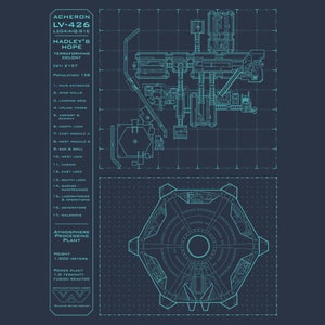 Aliens Hadleys Hope LV426 Outpost Schematic Unisex Jersey Short Sleeve Tee