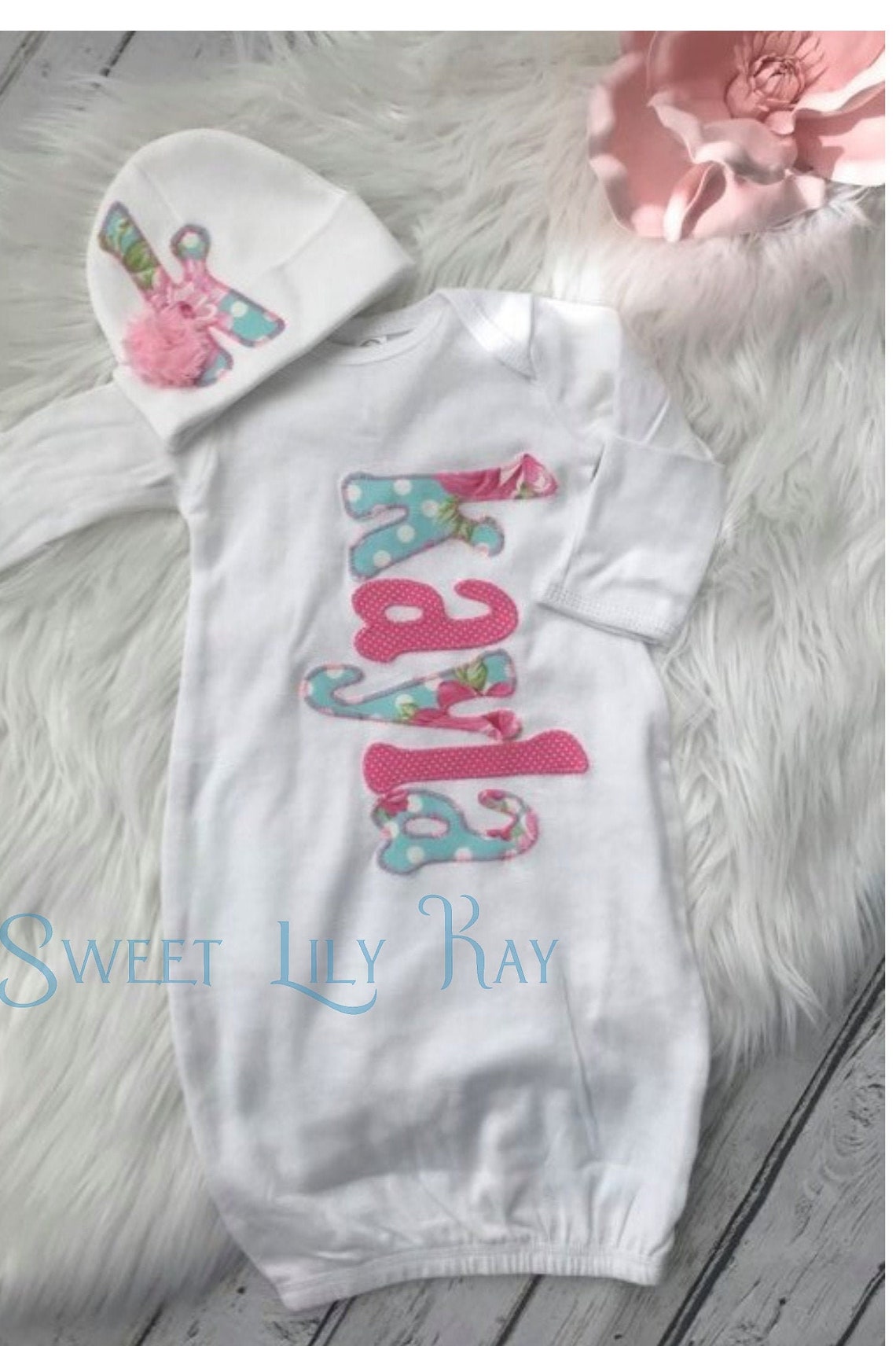 Baby Girl Layette Personalized Newborn Gown and Cap Coming Etsy