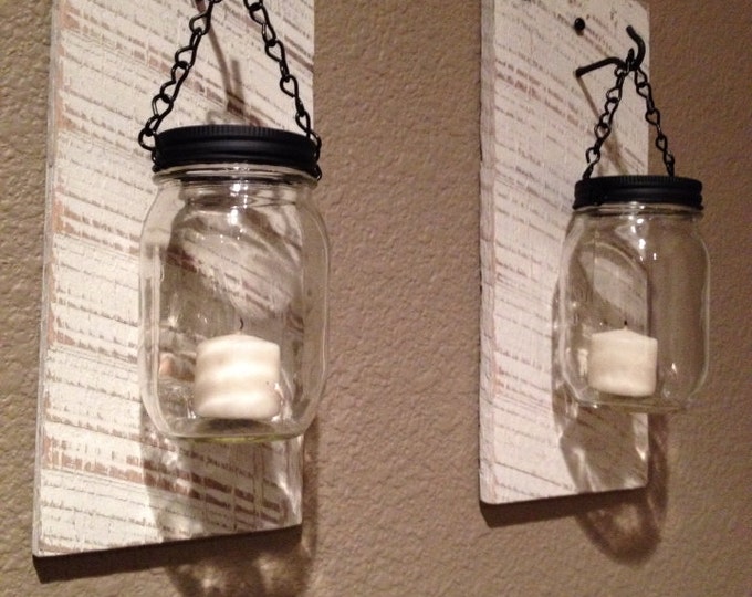 Rustic Mason Jar Candle Holders Etsy