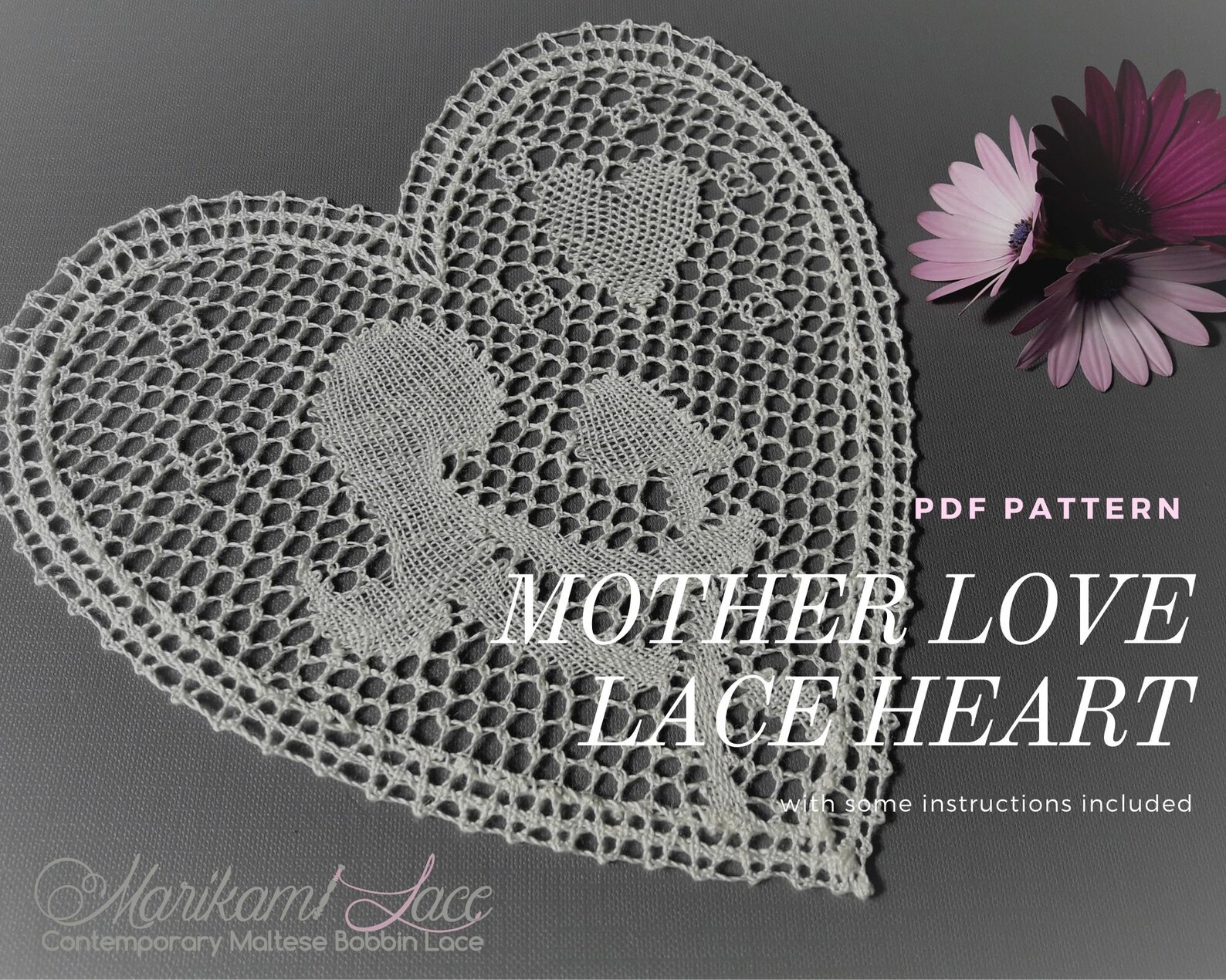Bobbin Lace Heart Pattern Printable PDF Digital Download Etsy UK