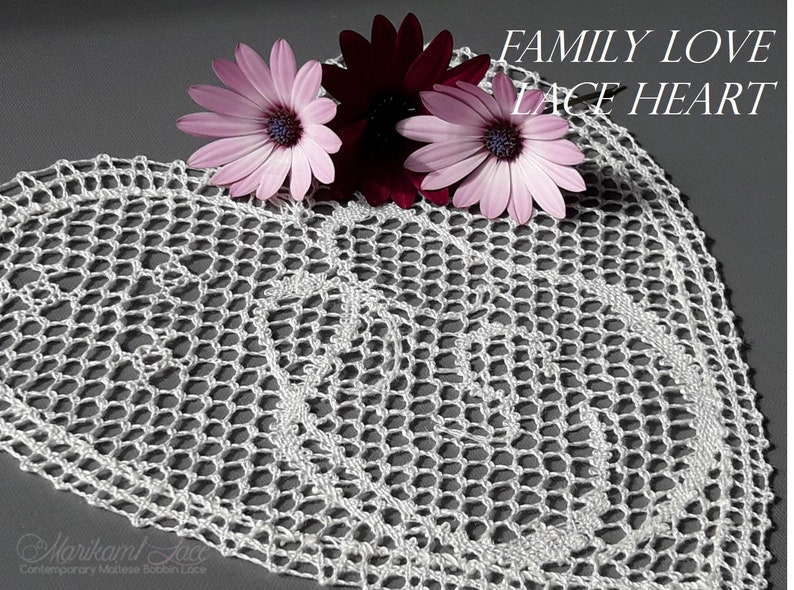 Heart Shape Lace Family Love handmade gifts New family gifts Bobbin Lace  Heart Applique