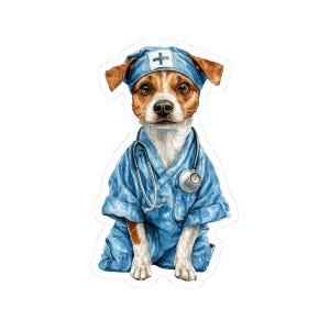 Cute Dog Doctor Stickers, Animal Lover Gifts, Pet Owner Decals, Laptop Stickers, Classroom Decor