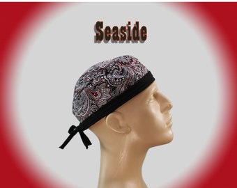 Paisley Bandanna Design. Mens Scrub Hat. 100% Cotton. Regular or XL. Surgical Scrub Cap.