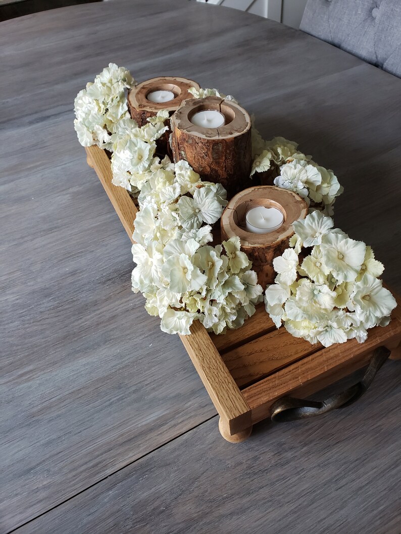Wood Tray With Handles Raised Wood Tray Centerpiece Tray Etsy