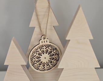 Maple Wood Christmas Tree Set: Rustic Holiday Decor with Ornament(set of 3)