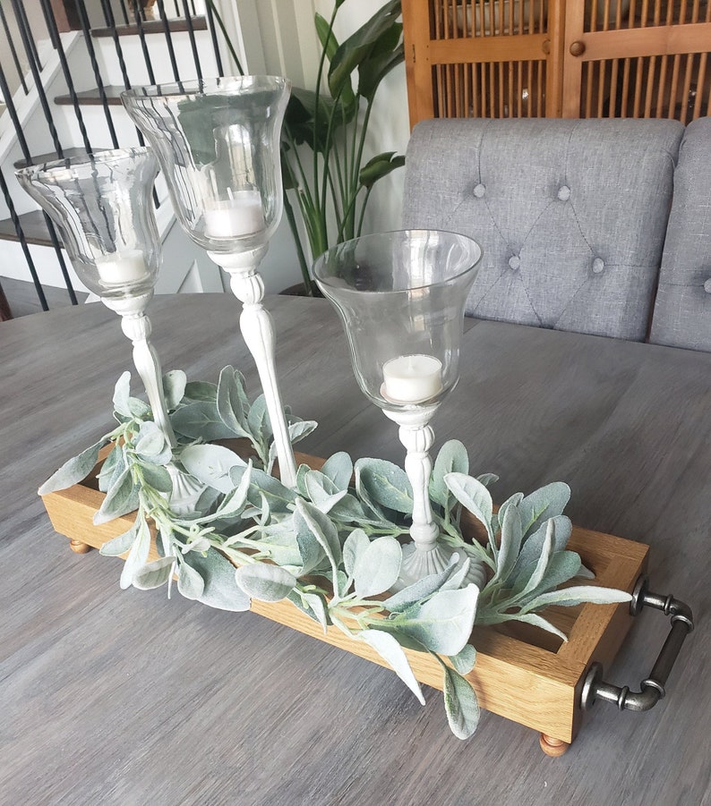 Raised Wood Serving Tray Centerpiece Tray Wood Tray With Etsy