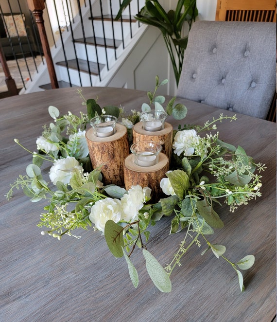 Tranches de bûches en bois, centres de table de mariage rustiques - Canada