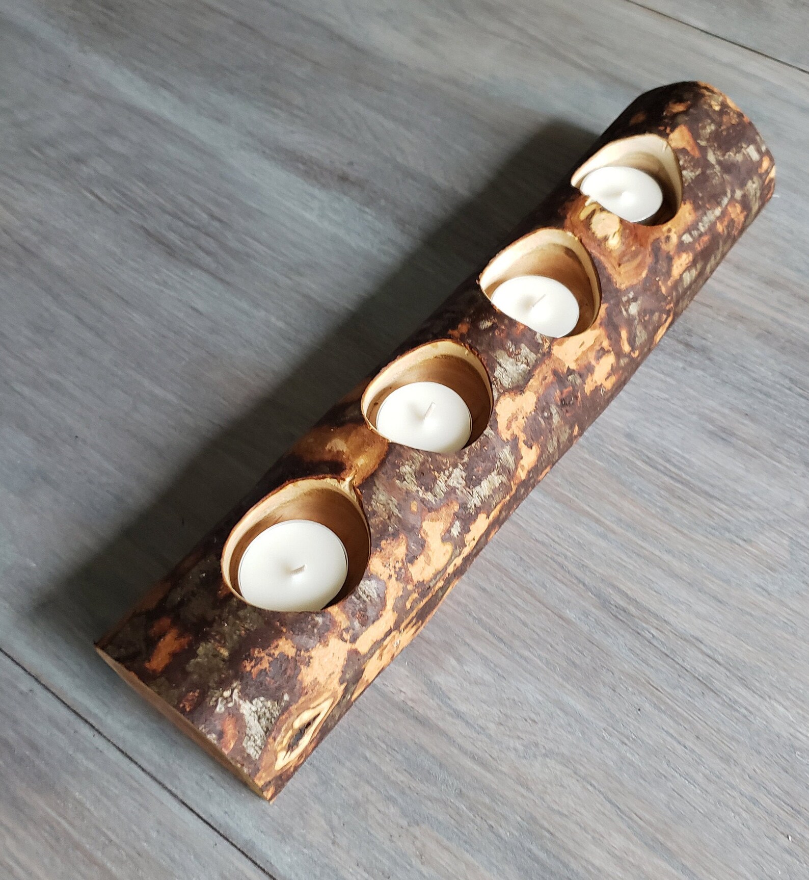 Wood tree branch candle holder Wedding centerpiece Log Etsy