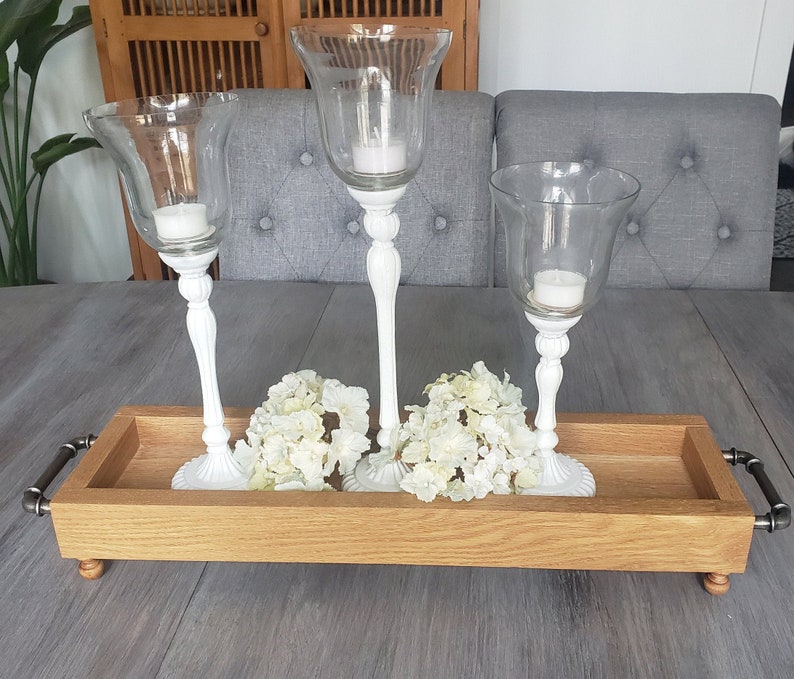 Raised Wood Serving Tray Centerpiece Tray Wood Tray With Etsy