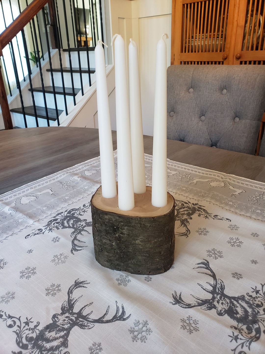 Wood Log Candle Holder Rustic Log Candle Holiday Décor Etsy