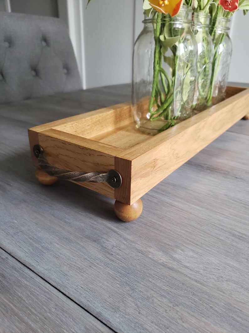 Wood Serving Tray Centerpiece Tray Hickory Wood Wood Tray Etsy