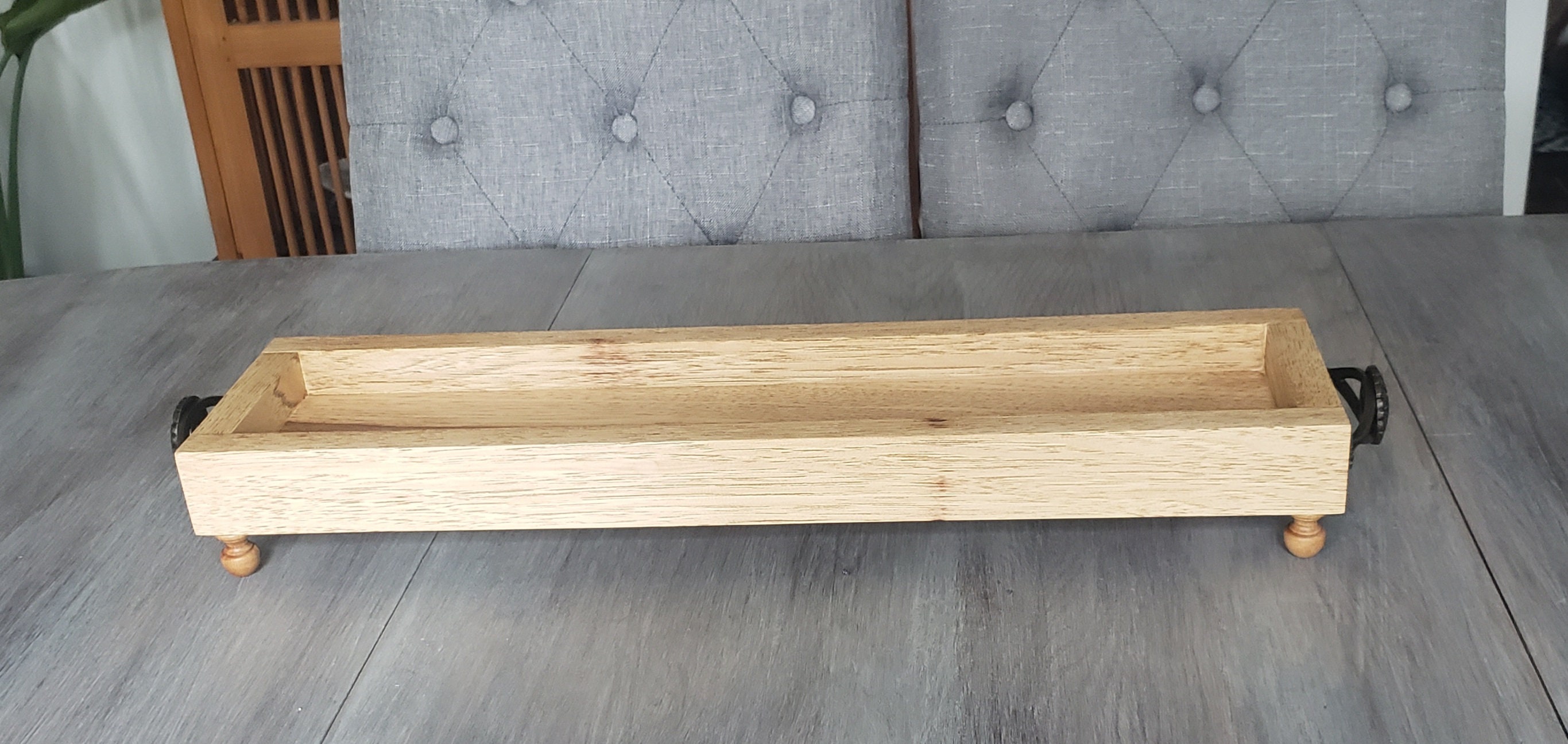 Wood tray with handles Wood Tray Riser Centerpiece tray Etsy