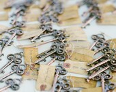 Skeleton Key Bottle Opener Wedding Favor (with vintage tag)