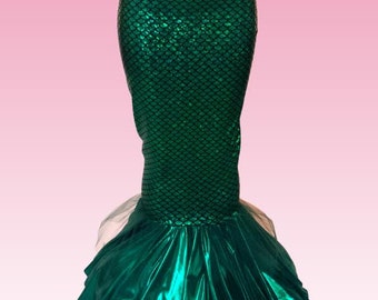 Deluxe Hi waisted  Mermaid Skirt with Contrasting Ruffle and Tulle for Adults! FAST SHIPPING!!