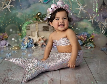 Infant/Toddler Mermaid Tails for Playtime!! Great For Photoshoots ! Includes Cotton Filled Insert / Option to Add Top!
