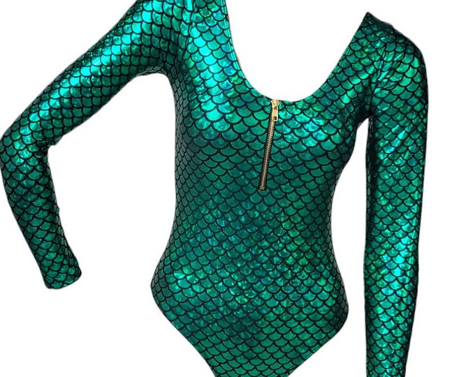 Long Sleeve Mermaid Body Suit with Brass Zipper  ! Choose Favorite Color! Fast Shipping!!