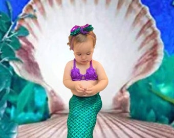 Walkable Mermaid Tails Includes Matching Mermaid Bow & Cotton Filled Insert  / Option to Add Top!