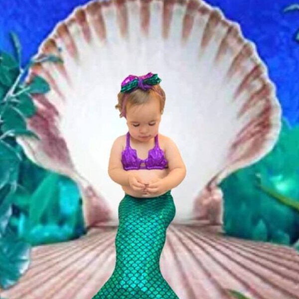 Walkable Mermaid Tails Includes Matching Mermaid Bow & Cotton Filled Insert  / Option to Add Top!