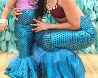 Mommy and Me Hologram Scales Mermaid Skirts! Mommy & Me Mermaid Skirts !!  (1) Adult Luxe Mermaid Skirt(1) Child's Skirt and Bathing Suit