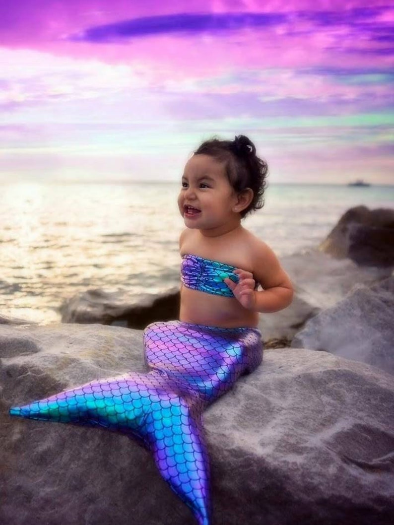 Infant/Toddler Mermaid Tails for Playtime Great For Photoshoots Includes Cotton Filled Insert / Option to Add Top image 1