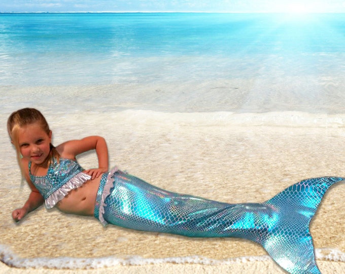 FROZEN Mermaid Tail  /Swimmable & Walkable Frozen themed Tail with Invisible Zipper Bottom!Add Monofin/Add Bikini