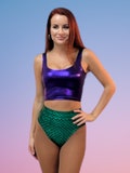Hi-Waist Mermaid Brazilian Cut Bottoms/Add Crop Top!! Custom Colors Available !