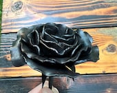 Hand Forged Steel Rose - Blacksmith Made Art - Sculpture