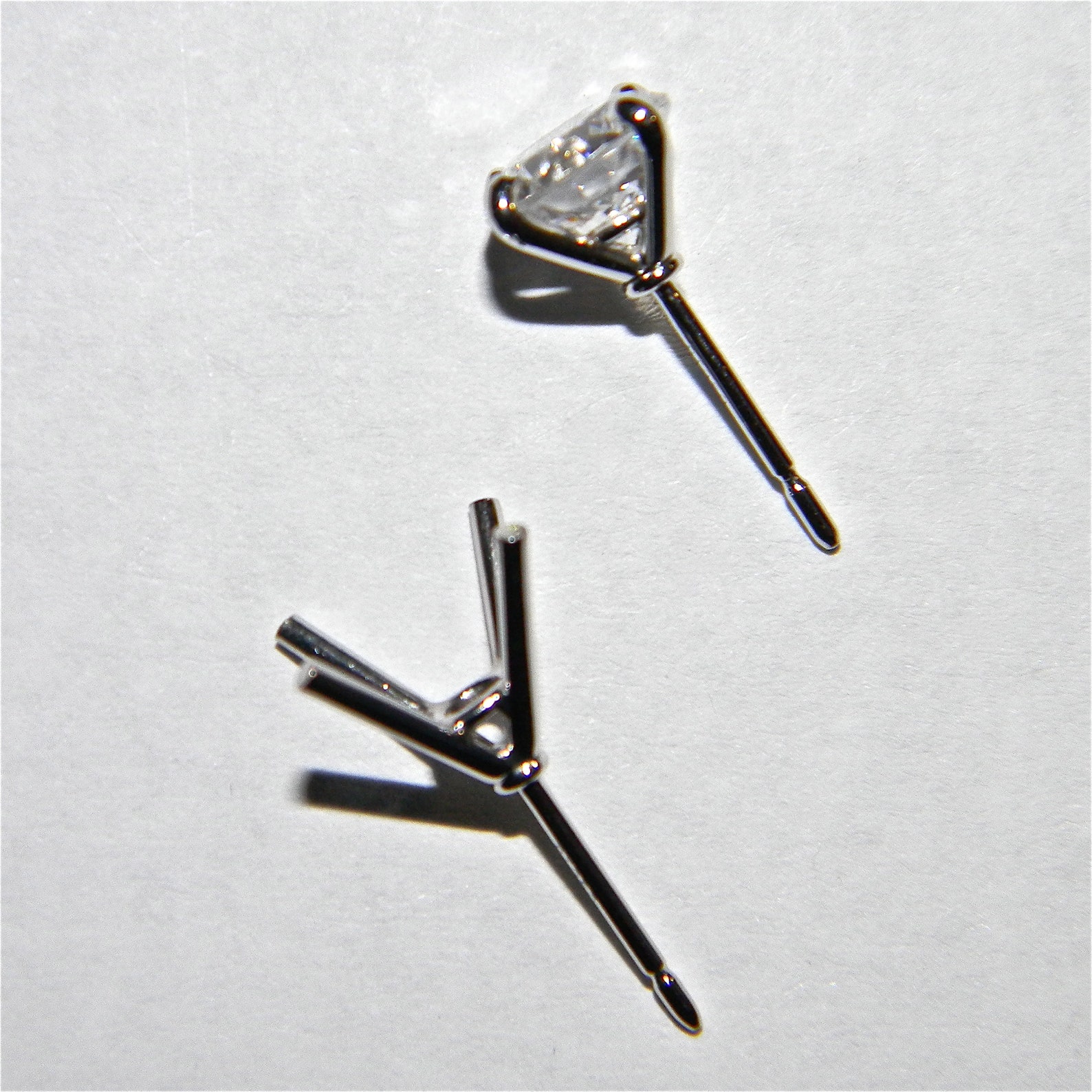 Platinum Stud Earrings Mountings. Pair of Blank Handmade Platinum