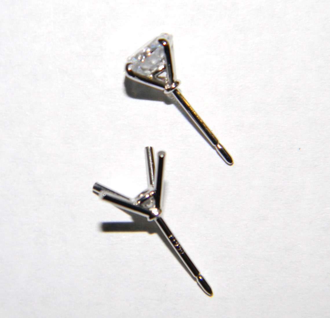 Platinum Stud Earrings Mountings. Pair of Blank Handmade Platinum
