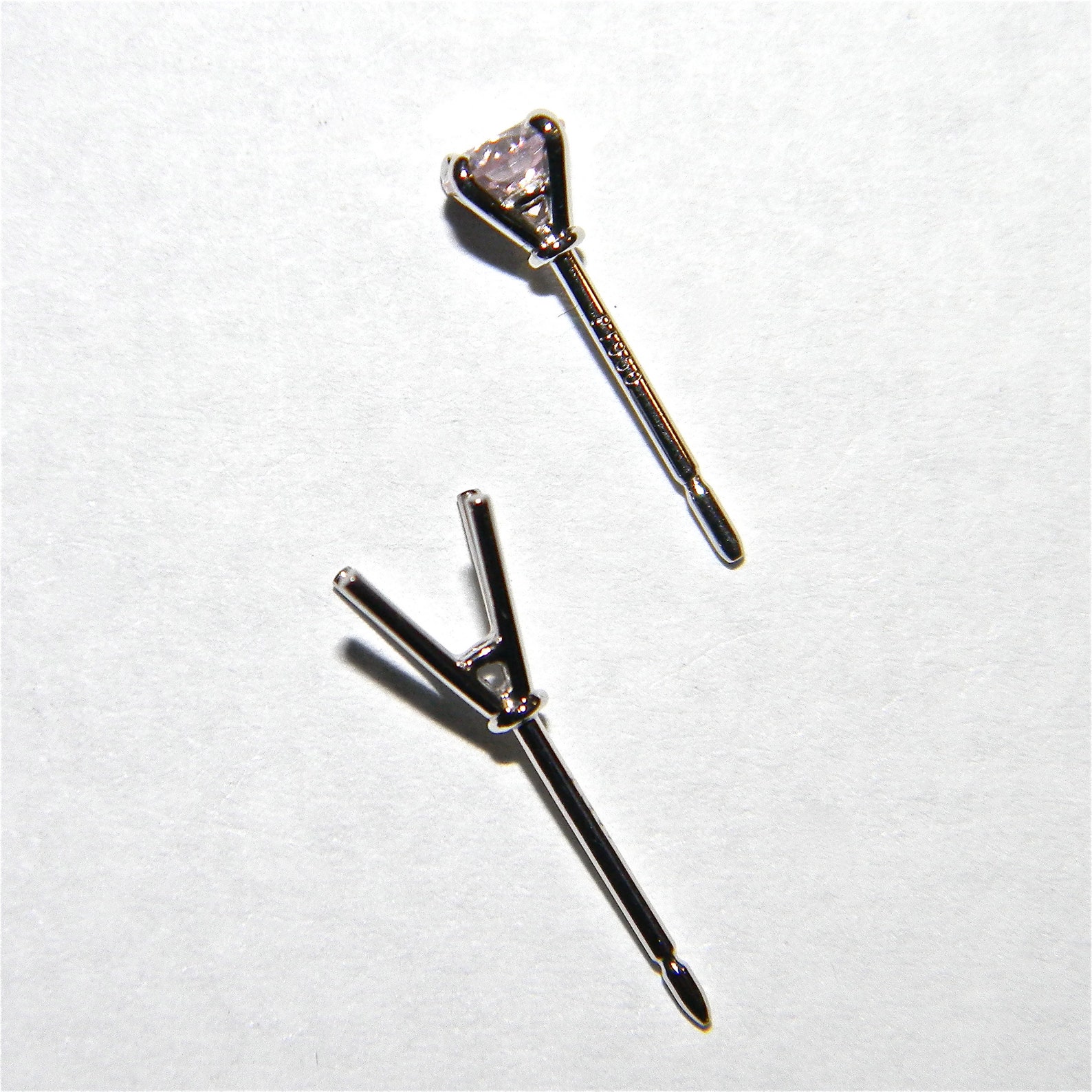 Platinum Stud Earrings Mountings. Pair of Blank Handmade Platinum