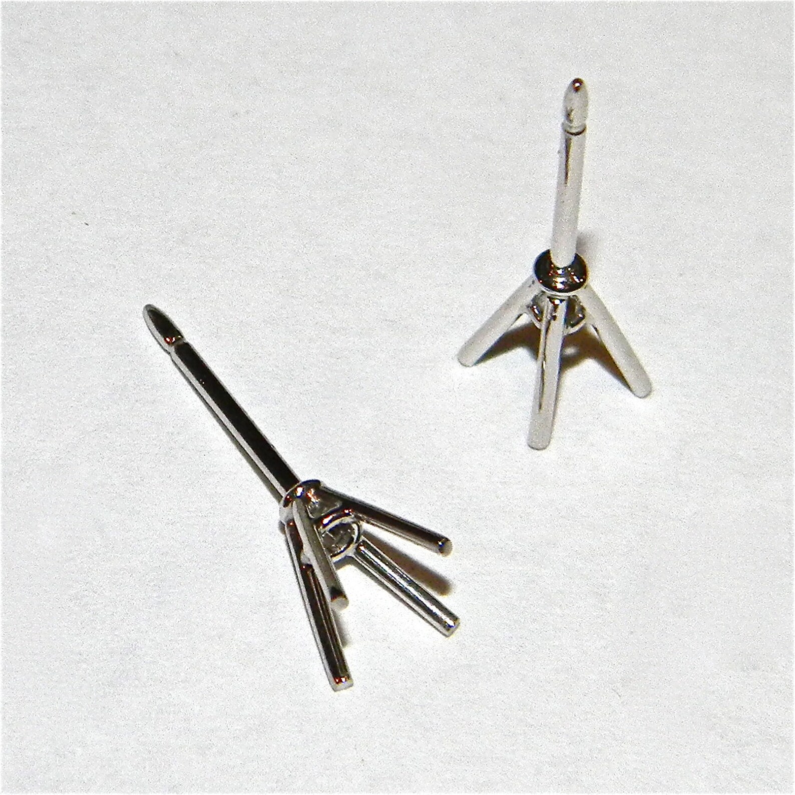Platinum Stud Earrings Mountings. Pair of Blank Handmade Platinum