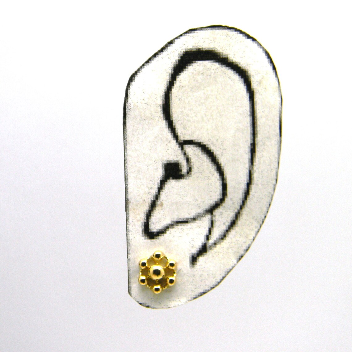 Solid 18K Yellow Gold Ball Cluster Carbon Atom Stud Earrings,hexagon